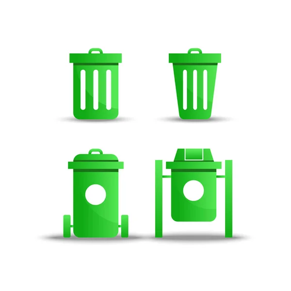Green trash icon vector on white background. — Stock Vector