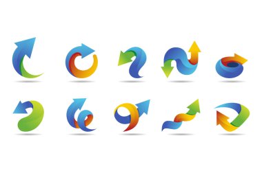 ok vektör logo toplama ile renkli stil