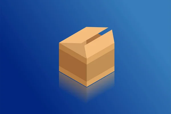 Caja de cartón isométrico vectorial — Vector de stock