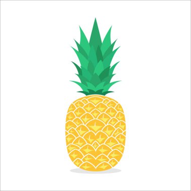 Ananas meyvesi çizimi. Yaz meyveleri, sağlıklı ve doğal bir hayat için. düz renk biçimi