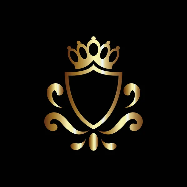 豪华皇家盾牌向量 用于纹章和骑士徽章或纹章盾的冠冕 — 图库矢量图片