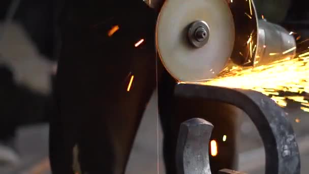 Sawing Iron Sparks — Stock Video