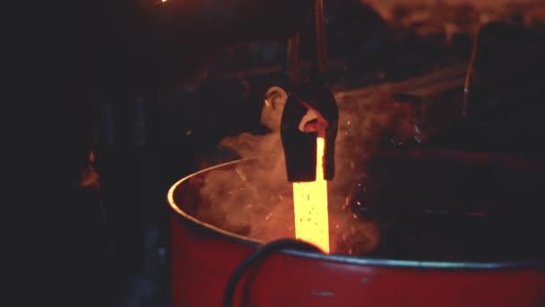 Metalen Geprint Wordt Getemperd Water — Stockvideo