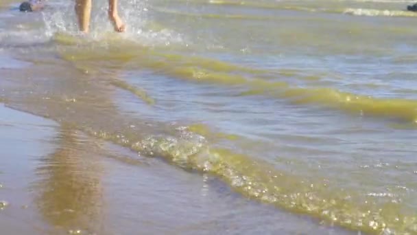 妇女的脚去海 — 图库视频影像