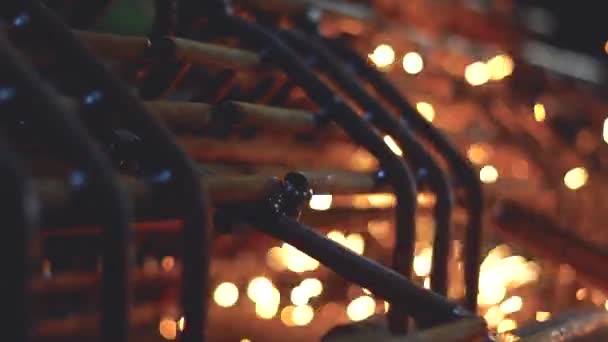 Welding Work Welding Steel Spread Spark Lighting Smoke — Stock Video