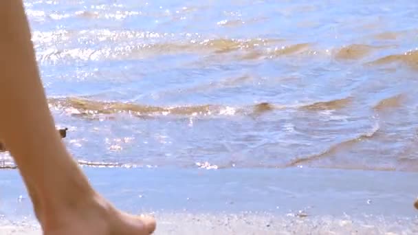 Women Feet Sea — Stock Video