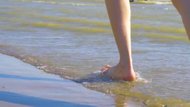 Women Feet Sea — Stock Video