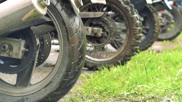 Oroszország Novokuznetsk 2018 Motorkerékpár Kerék Megcsúszik — Stock videók