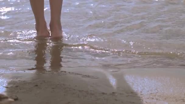 Women Feet Sea — Stock Video