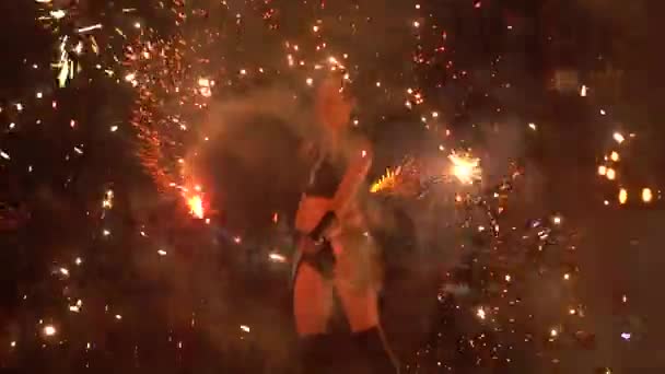 Berdsk Rosja Czerwiec 2018 Fire Show Ulicy — Wideo stockowe