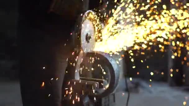 Sawing Iron Sparks — Stock Video