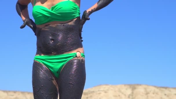 Girl Smeared Mud — Stock Video