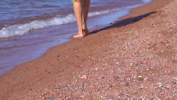 Womens feet by the sea — Stock Video