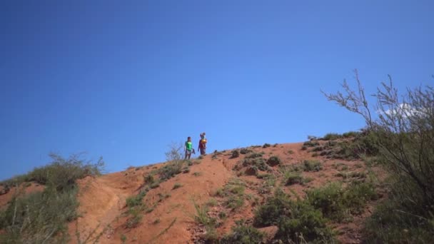 Familie Wandelingen Bergen — Stockvideo