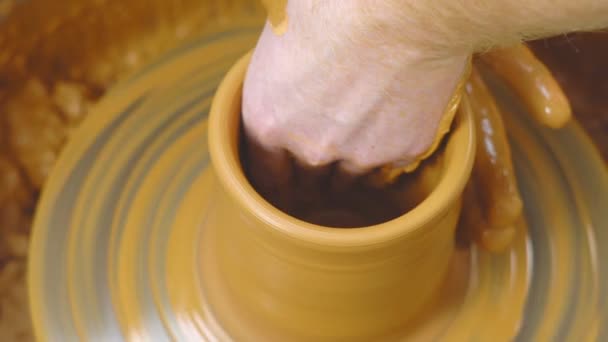 Potter makes a jug — Stock Video