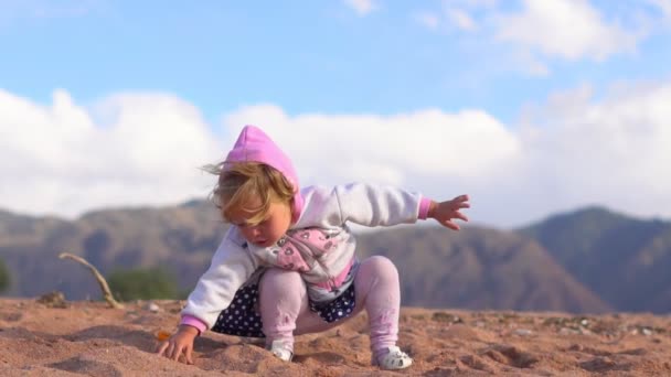 Child Playing Sand — Stock Video