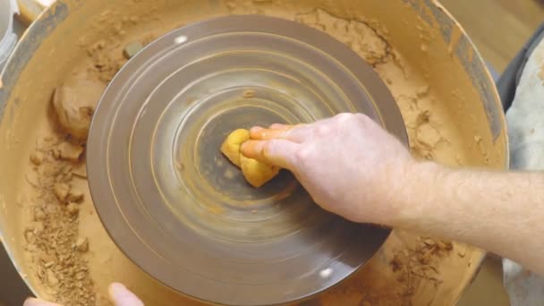 Empty Potter Wheel Spinning — Stock Video