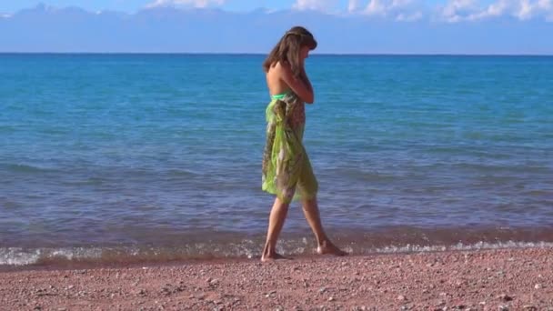 Denizin Kenarında Kadın Ayakları — Stok video