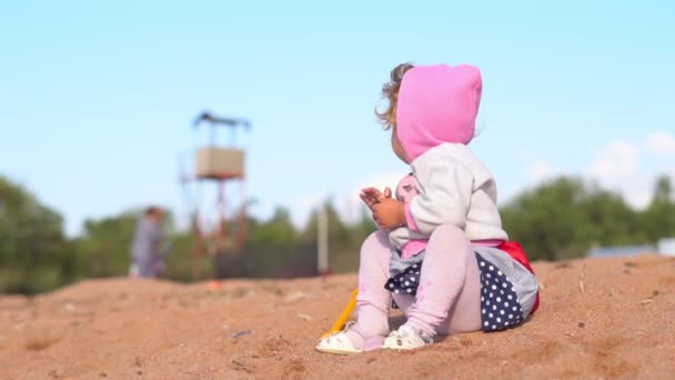 Child Playing Sand — Stock Video