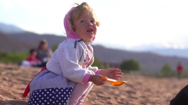 Child Playing Sand — Stock Video