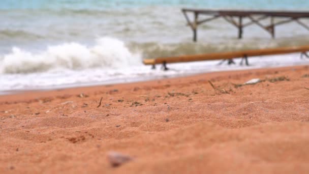 Vue Jetée Bois Sur Mer Lors Une Tempête — Video