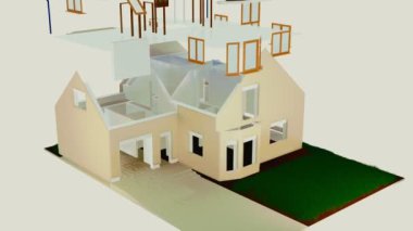 3D modeli için tam bir görünüm iplik bir konut binasının