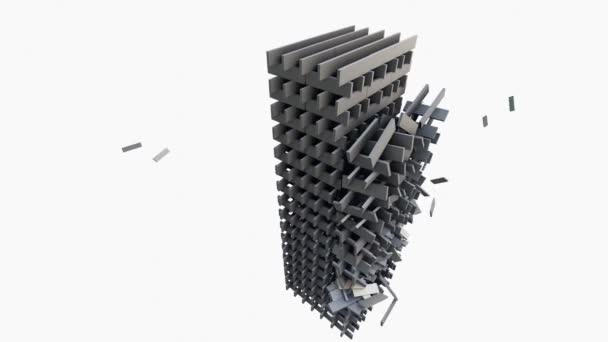 3d destruction of buildings — Stock Video