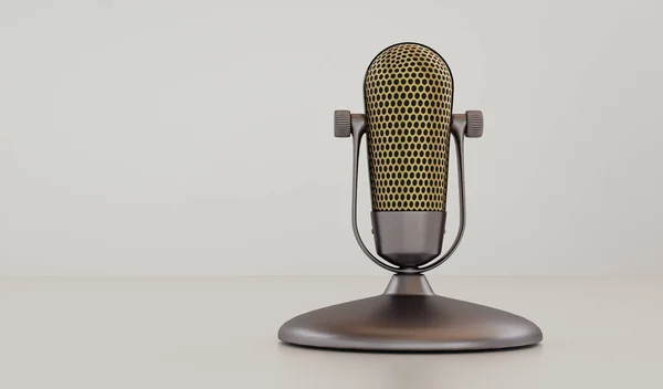 Beyaz arkaplanda 3D mikrofon