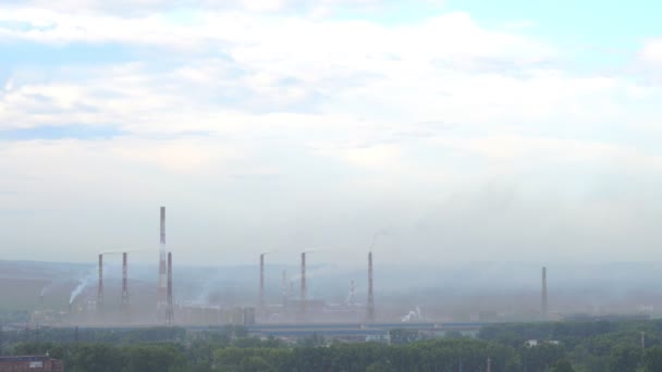 Pohled Komín Průmyslového Závodu — Stock video