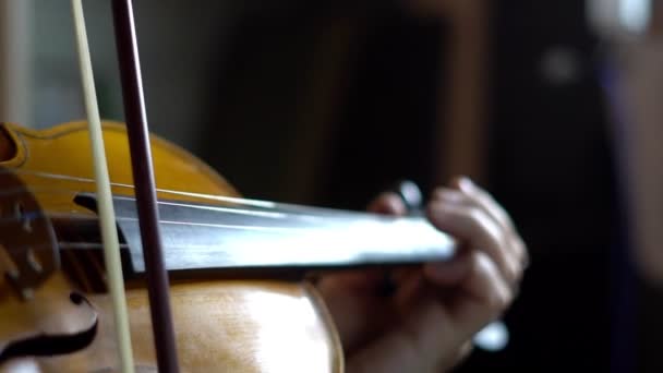 Uma Mulher Idosa Músico Toca Violino — Vídeo de Stock
