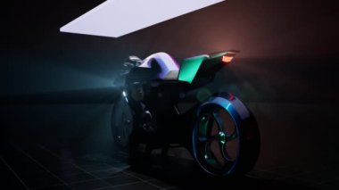 Karanlıkta 3D yeni motosiklet