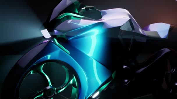 3D新しいオートバイへザダーク — ストック動画
