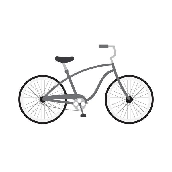 Vector flat cartoon gray cruise bicycle icon logo on white background — Stock Vector