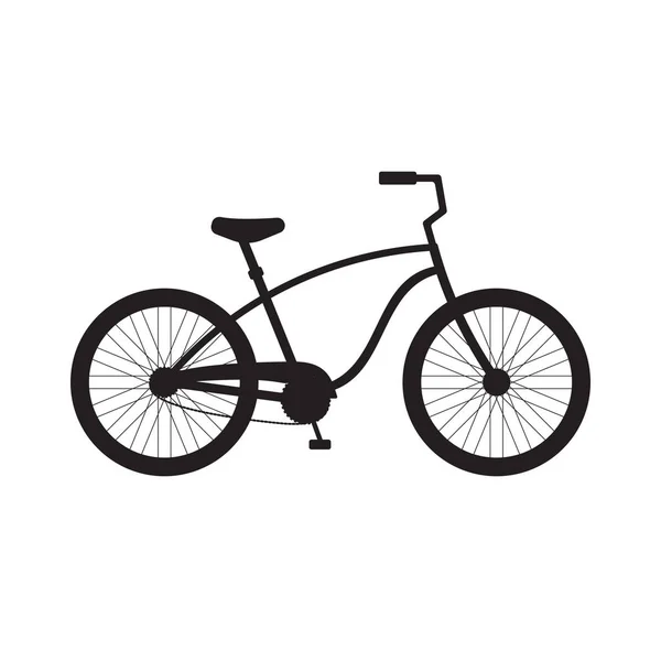 Vector zwarte platte Cruiser fiets pictogram logo silhouet op witte achtergrond — Stockvector