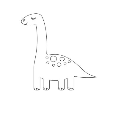 Vektör düz karikatür beyaz arka plan üzerinde sevimli nane dinozor diplodocus 