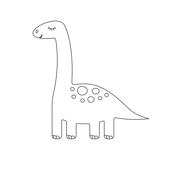 Vector plana desenhos animados bonito hortelã dinossauro diplodocus no fundo branco — Vetor de Stock