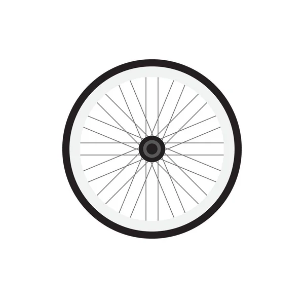 Vector plano de dibujos animados negro icono gris logotipo de la rueda de bicicleta sobre fondo blanco — Archivo Imágenes Vectoriales