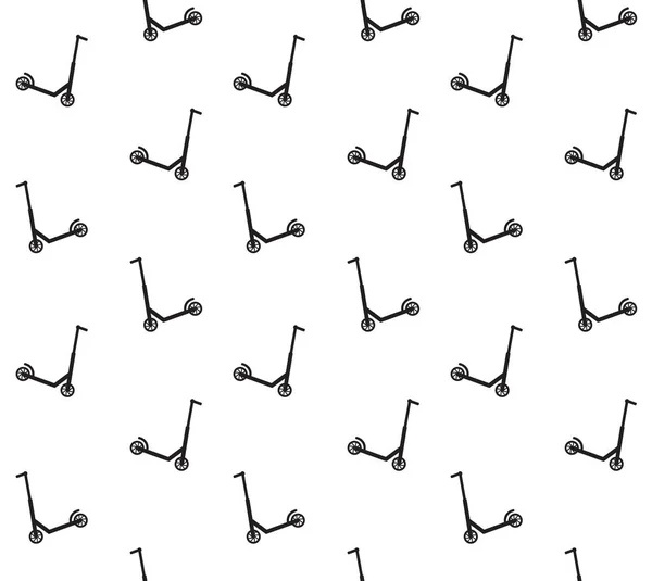 Vektor nahtlose Muster der flachen Cartoon-Linie schwarzer Roller auf weißem Hintergrund — Stockvektor