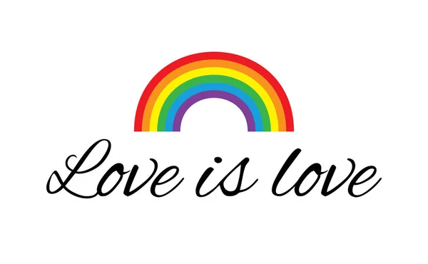 sevgi ile vektör lgbt poster kartı afiş beyaz arka plan üzerinde aşk yazı ve gökkuşağı