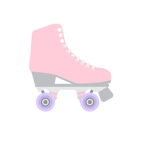 Vector flat cartoon pastel pink roller skate on white background — Stock Vector