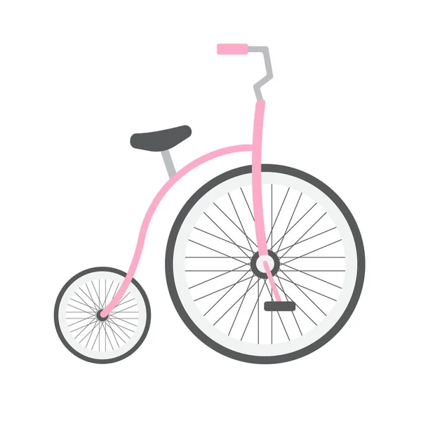 Vektor flache Cartoon Pastell rosa ein Rad Zirkus Retro-Fahrrad auf weißem Hintergrund — Stockvektor