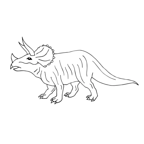 Vector hand getrokken doodle schets Triceratops Dinosaurus op witte achtergrond — Stockvector