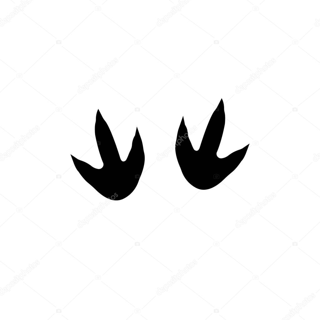 Vector flat black logo of dinosaur pair foot print steps silhouette on white background