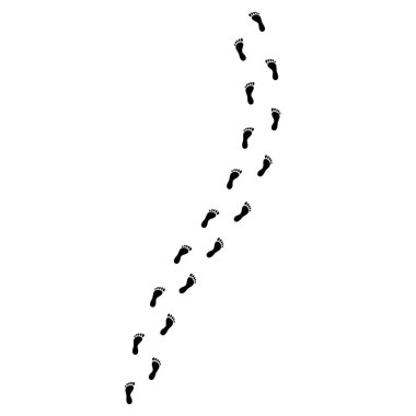 Vektör düz siyah insan adam ayak baskı siluet yolu