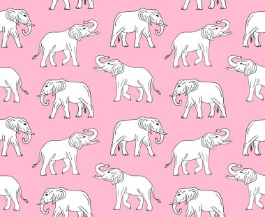 El çizilmiş filvektör dikişsiz desen