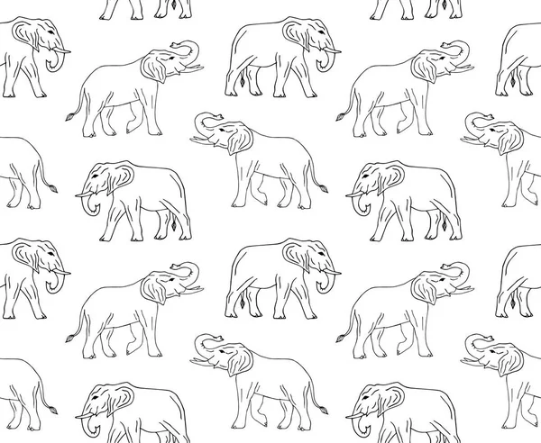 Vector seamless pattern of hand drawn doodle sketch elephant — Stock Vector