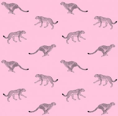 Pembe üzerinde siyah çita Vektör dikişsiz desen 