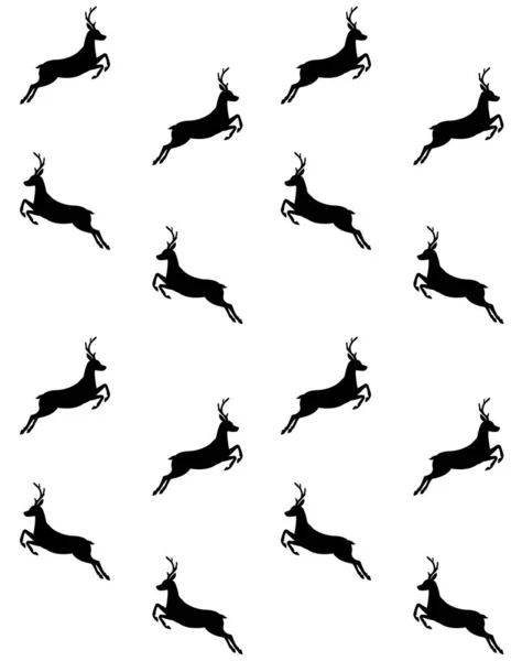 黒鹿シルエットのベクトルシームレスパターン — ストックベクタ
