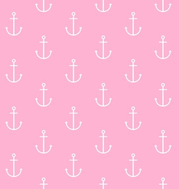 Pembe üzerinde beyaz çapa Vektör dikişsiz desen