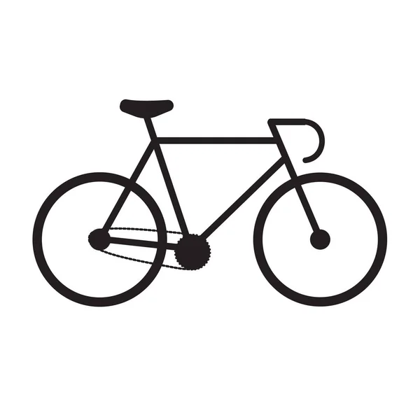 Vector plat zwart pictogram van racefiets op wit — Stockvector